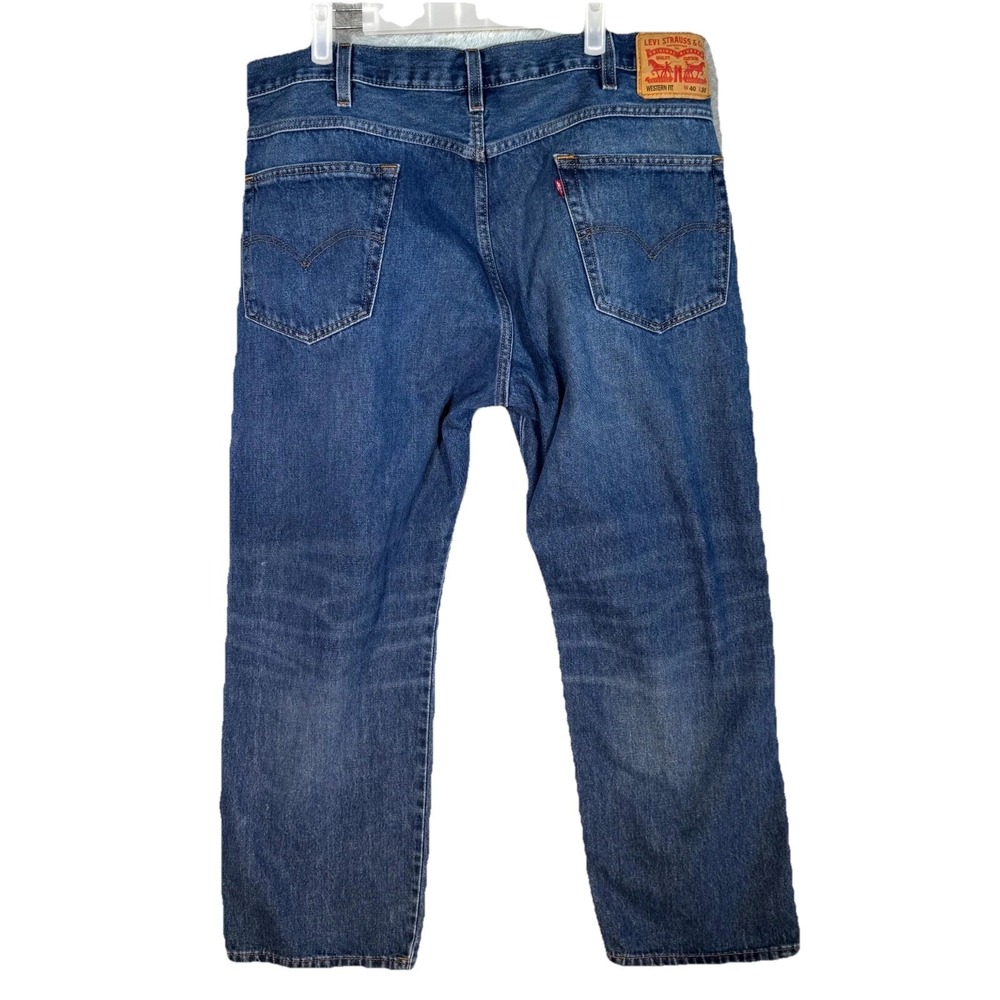 Levi's Western Fit Jeans 40x30 Blue Denim High Rise Straight Leg Cowboy Fit - Picture 2 of 16